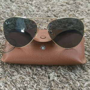 Ray-Ban Gold Frame Sunglasses with Black Lenses